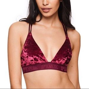 VS Pink Red Velvet Bralette
